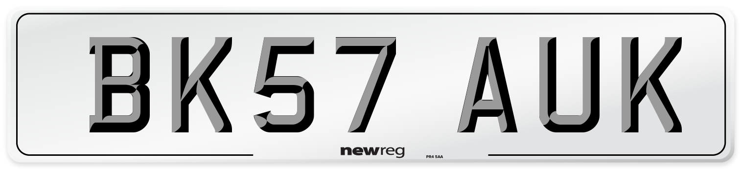 BK57 AUK Number Plate from New Reg